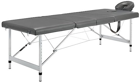 vidaXL Massagetisch mit 4 Zonen Tragetasche Höhenverstellbar Massagebank Massageliege Kosmetikliege Therapieliege Aluminiumrahmen Anthrazit 186x68cm