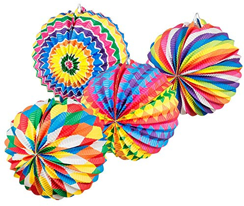WOOOOZY Lampions Ø 22 cm Bunte Motive, Sortiert 12 Stück - Vorteilspackung