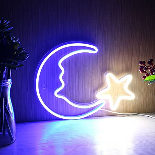 Ulalaza Neonlicht Zeichen LED Stern Mond Nachtlichter USB-betrieben dekorative Festzelt Zeichen Bar Pub Store Club Garage Home Party Dekor