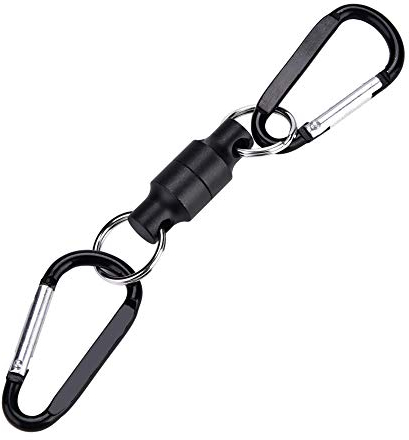 Nikou Lanyard Clip-Magnet Schnalle Fliegenfischen Magnet Net Release Clip Kleiderbügel Lanyard Clip(Double-Schwarz)