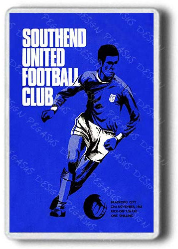 Southend Utd Football Vintage Programme 1968 Large Size Fridge Magnet