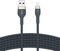 Belkin BoostCharge Pro Flex Braided USB Type A to Lightning Cable (3M/10FT), MFi Certified Charging Cable for iPhone 14/14 Plus, 13, 12, Pro, Max, Mini, SE, iPad and More - Blue