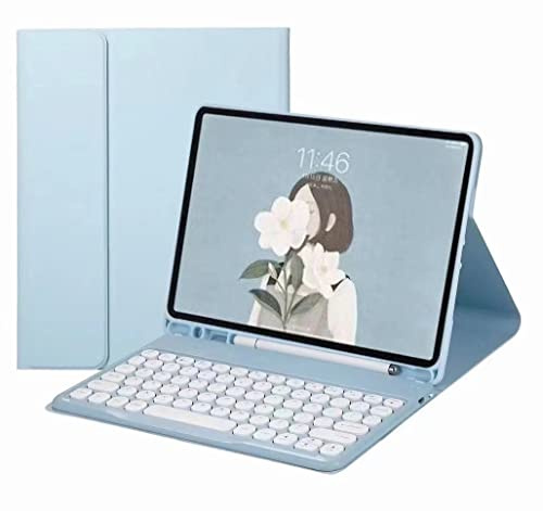 HENGHUI Keyboard Case for Galaxy Tab A7 10.4 inch (SM-T500/T505/T507) Case with Cute Round Key Wireless Detachable BT Color Keyboard Cover with S Pen Holder (SkyBlue)