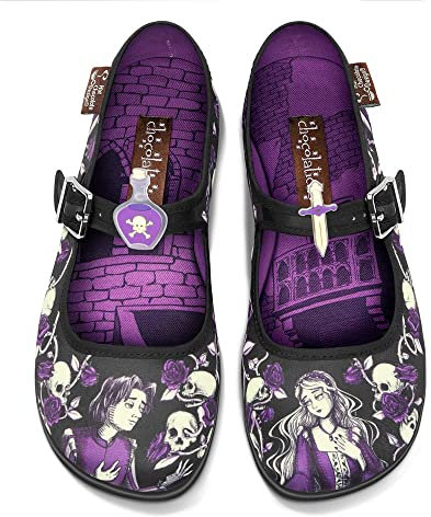 Hot Chocolate Design Chocolaticas Damenschuhe, flache Mary Jane-Schuhe, aus flippigem Leinen, Romeo und Julia, 45.5 EU