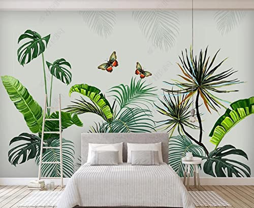Papier Peint Panoramique Plantain Végétal Papier Peint Intissé 3D Murale Tableaux Muraux Tapisserie Salon Chambre