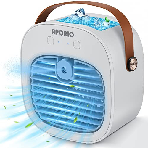 Portable Air Conditioner-5200mAh Rechargeable Personal Air Cooler with 3 Speeds Duration 5-10 hrs, Quiet Mini Air Conditioner Fan, Desk Cooling Fan for Home, Bedroom, Travel, and Office