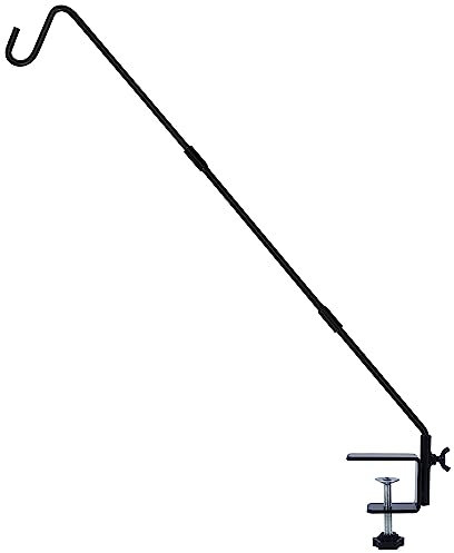 Juegoal Heavy Duty Deck Hook with 2 Inch Non Slip Clamp, 25 to 36 Inch Extended Reach Deck Hook, Adjustable Rail Pole Plant Bracket for Hanging Bird Feeder, Plants, Suet Baskets, Lanterns, Wind Chimes