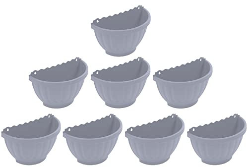 JMS we create smile [Set of 8] Etruscan Wall Basket Soft Grey Flower Pot Hanging Planter Garden Plant Container Indoor or Outdoor Home Decoration