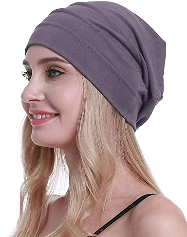 osvyo Baumwolle Chemo Hüte Soft Caps Krebs Kopfbedeckungen für Frauen Haarausfall versiegelt Verpackung LILA GRAU