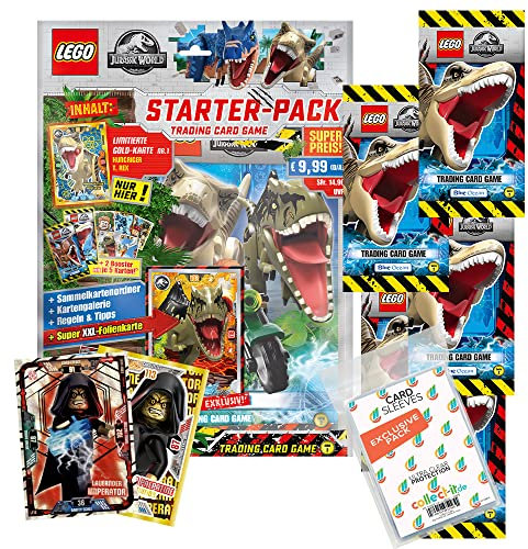 Bundle mit Lego Jurassic World Trading Cards - Serie 2-1 Starter + 5 Booster + Exklusive Collect-it Hüllen