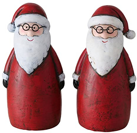 MamboCat 2tlg Set Deko-Figur Mörky I Höhe 16cm | Weihnachtsmann mit Brille & Zipfelmütze I Nikolaus, Santa Claus I Weihnachts-Deko, Wohnzimmer, Esszimmer I Advents-Dekoration zum Hinstellen, Christmas