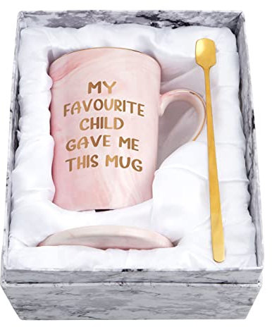 Joymaking Gifts for Dad Mom - My Favorite Child Gave Me This Cup, Dad Mom Gifts from Daughter Son Kids for Fathers Day Mothers Day Christmas Birthday Gift- Funny Marble Ceramic Coffee Cup 14oz