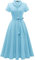 Wedtrend Robe vintage à manches courtes pour femme, robe de cocktail, de fête, de travail, d'église, décontractée, bleu, Taille XL