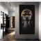 Große goldene gerahmte afrikanische schwarze Frau mit goldenem Kopfschmuck Leinwand Gemälde Poster Drucke Mädchen Wandkunst Leinwandbilder 90 x 185 cm/36 x 73 Zoll Goldrahmen