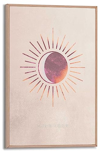 REINDERS Gerahmtes Bild, Sun & Moon, Wohnzimmer, Bilder, Wanddeko, Room Decor, MDF, Braun, 30x20cm