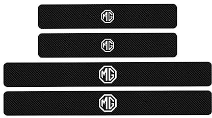 RIDGOEL 4Pcs Car Door Sill Protector Kick Plate Guard for MG ZS EV HS GT MG4 3 5 6 7 RX5 RX8, Carbon Fiber Automobile Threshold Protection Sticker Welcome Pedal Decor Accessories White
