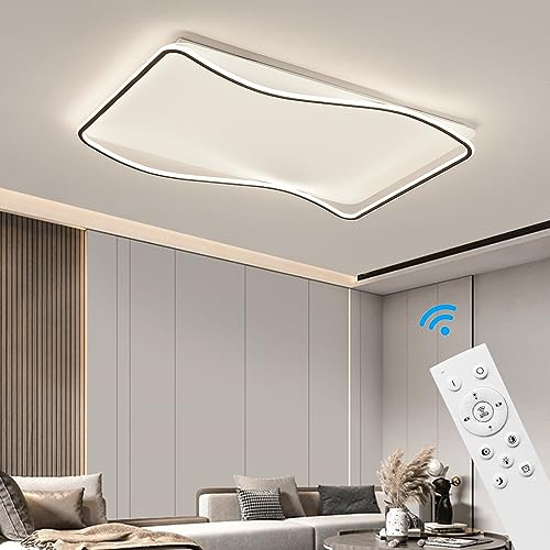 Eurotondisplay SX626-900 * 600 LED Deckenleuchte mit Fernbedienung Lichtfarbe/Helligkeit einstellbar schwarz weiß lackierter Alurahmen sehr leicht (SX626-900 * 600)