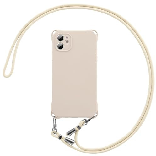 ZCDAYE Case for iPhone 11, Anti-Scratch Microfiber Lining Silicone Case with Adjustable Lanyard Strap,Shockproof Bumper Protective Phone Cover for Womenm Men, White