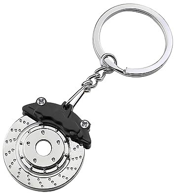 JNNJ Scheibenbremsen-Schlüsselanhänger, Bremsscheibe Autoteile Schlüsselanhänger, Auto Mode 3D Schlüssel Halter, Autoschlüssel Kreativ Autodeko Zubehör(Schwarz)