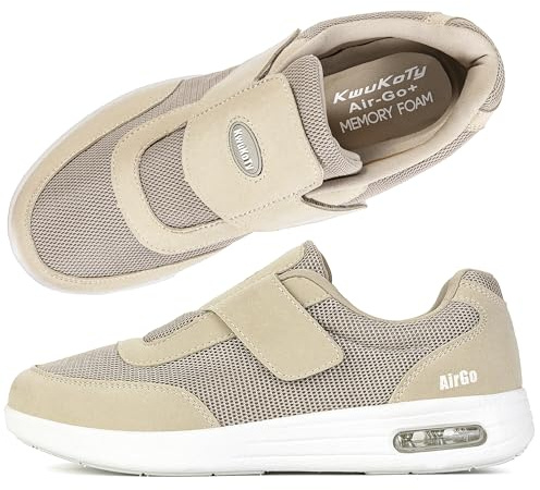 KWUKOTY Diabetic Orthopedic Walking Shoes Wide Toe Hook and Loop Men Women | 3-Layer Adjustable Insole, Custom Fit as Feet Change, Hook & Loop Easy On-Off, Air Cushion Non-Slip