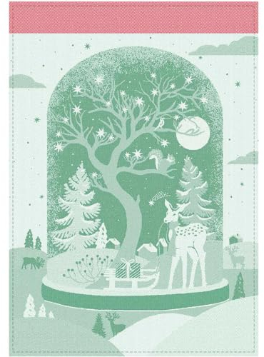 Moutet Torchon Küchenhandtuch Geschirrtuch Handtuch, hochwertige Baumwolle in Frankreich gewebt, limitiertes Motiv Verzauberte Schneekugel