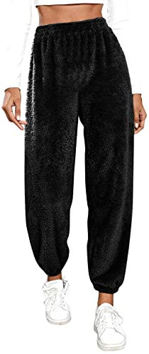 LKRSEEF Hiver Pantalon Pyjama Femme Ample Molleton Élastique Pantalon Polaire Confortable Flanelle Chaud Bas De Pyjama Polaire Pilou Pilou Pyjama Noel Intérieur Fille Vêtements De Nuit Surdimensionné