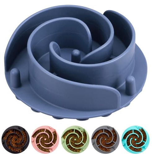 Slow Feeder Dog Bowls Insert, Bestalk Soft Silicone Slow Eating Feeder Insert with Suction Cups for Small, Medium and Large Dogs, Fit into Basic and Elevated Dog Bowls, Dark Blue