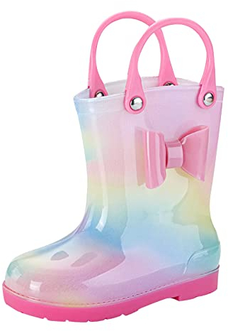 Stivali da pioggia per bambini, in gomma antiscivolo, a mezza gamba, impermeabili, per bambini, arcobaleno, per primavera, 3-10 anni, a, 19 EU