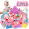 Ulikey Sand Sandbox Set, Einhorn Magic Spielsand, Spielsand Koffer mit 900g Regenbogen Knetsand und 39 pcs Zubehör, Strandwerkzeuge Sensorisch Sandspielzeug Zaubersand Einhorn Geschenk für Kinder 3+