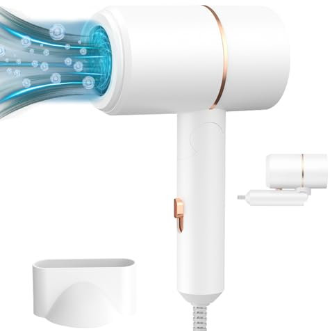 Reisefön Klappbar Klein, WDKXCN 800W Fön Klein, 2 Einstellbare Modi mit Überhitzungsschutz, Reiseföhn Klein Leise Klappbar, Haartrockner Ionen Leise mit Diffusor für Reisen, Zuhause, Salon (Weiß)