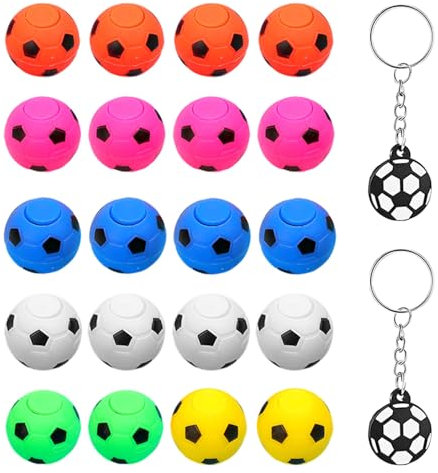 20 Stück Fingerdrehende Fußbälle Mit 2 Stück Fußball-Schlüsselanhängern, Kreatives Interaktives Spielzeug, Party-Requisiten Für Jungen Und Mädchen, 3,5 Cm Große Mini-Fußbälle (Zufällige Farben)