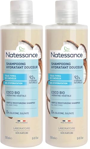 Natessance - Shampooing extra-doux - brillance - Coco & Kératine végétale - usage fréquent, Multicolor, 250 ml (Lot de 2)