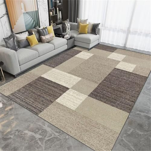 QGYFRE Eingangs-Fußmatte Kinder Zimmer Teppich Auslegware Teppichboden 50x80CM Teppich Kinderzimmer Junge Braune Farbe Fleckenabweisender und langlebiger moderner Teppich mit geometrischem Muster