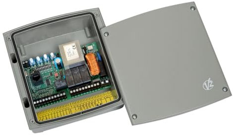 V2 Flexy2 230V Analoge Steuerzentrale für Flügeltore und Schiebetore, Integrierter Empfänger, Steuerung mit Trimmer und DIP-Schalter