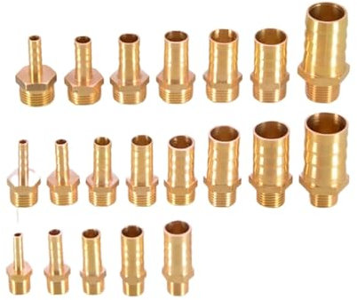 OZXZH 2 PCS 4 6 8 10 12 14 16 19mm Barb Stecker 1/8 1/4 3/8 Außengewinde Messing Rohr Fitting Pagode Kopf Schlauch Wasser Rohr Leder Rohr Joint(1-4Inch(16mm))
