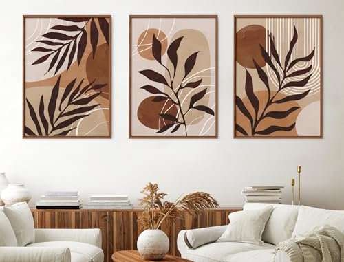 Premium Poster Set | 3er Set DIN A3 | Kunstdruck Wandbilder Poster Bilderwand Collage Bild Wanddeko Boho Abstrakt Modern Deko Beige Braun | Wohnzimmer Schlafzimmer Küche | ohne Rahmen (30 x 42 cm)