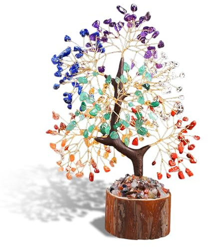 Chakra, pietre di cristallo, albero di cristallo con cristallo colorato, decorazione per bonsai albero, piante artificiali, regalo per piante, albero della vita, decorazione da scrivania