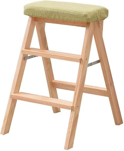 Escabeau pliable portable en bois à 3 marches pour cuisine, bureau, chaise d'escalier multifonctionnelle, couleur naturelle