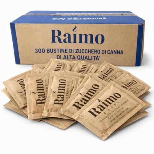 300 Bustine Zucchero di Canna Monodose 4gr | Prodotto In Italia, Ideale per Bar, Ufficio, Hotel e Catering, Porzioni Igieniche, Per Caffè, Tè e Bevande Calde