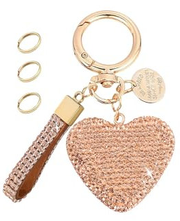 Porte-clés pour femme et fille - En forme de cœur - Accessoires pour clés/sac à dos - Décoration de sac à dos, champagne, 2.36 inch