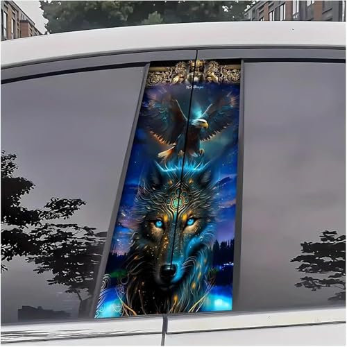 B-Säulen Aufkleber Wolf Design | Auto Mittelsäulen| Selbstklebend Für Alle Fahrzeuge (Farbe 8#,48 * 25 cm)