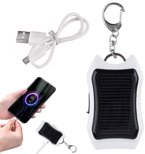 Key Chain Flashlight Phone Charger, Portable Tiny Solar Charger Powerbank, Keychains Powerbank With Built In Cable, Waterproof Charging Flashlight