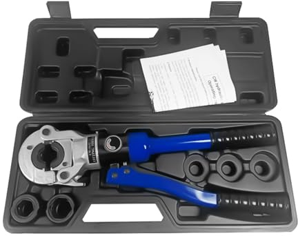 awolsrgiop Presszange 10T, Hydraulische Crimpzange Manuelle Hydraulische Presszange, 360 ° Drehbarer Kopf Radialpresse Kupferrohr Profilverbundzange (12,7 mm,19,05 mm,25,4mm), V/Th Rohr