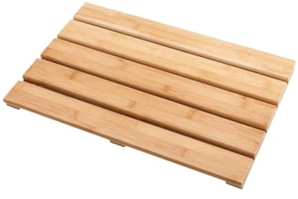 PawwJoy Tapis de bain surélevé en bambou à séchage rapide résistant à l'eau 50 x 33 x 3,5 cm pour douche, spa, salle de bain