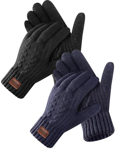 KEECOW Handschuhe Herren,Winterhandschuhe Herren Touchscreen Warme Thermo Fleece Strickhandschuhe für Outdoor Sport Laufen Radfahren Freizeit