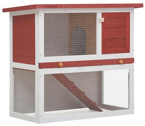 Nqyjm Kaninchenstall 1 Tür Rot Holz Kaninchenstall Hasenhaus Kleintierkäfig