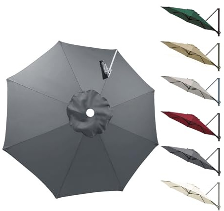 Housse de rechange pour parasol déporté rond 3.0 m 8 Baleines | Toile polyester, Octogonal, protection UV, avec Velcro, Pour Terrasse jardin extérieur