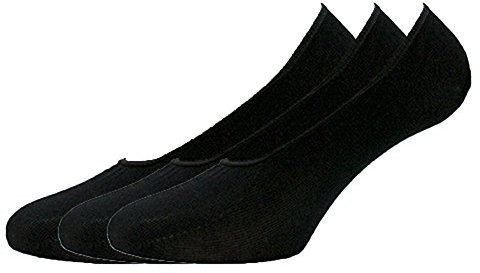 Fontana Calze, 6 paia di calzini invisibili salvapiede sanitari in cotone Filo di Scozia elasticizzato. NERO tg 43/46
