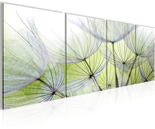 Runa Art Bilder Set 4 Teilig Pusteblume Wandbilder XXL Wohnzimmer Schlafzimmer 160 x 50 cm Grün Modern 206146a