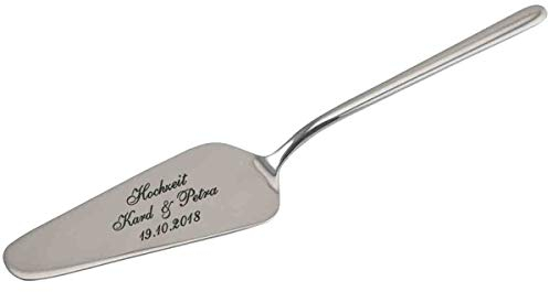 Geschenke 24 Tortenheber zur Hochzeit mit Gravur (Chiaro - Hochzeit) – eleganter Kuchenheber mit Namen und Datum personalisiert – persönliches Hochzeit Geschenk für das Brautpaar
